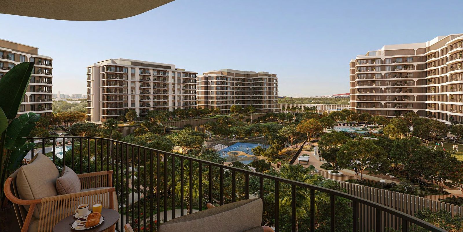 The Canopies at Yas Point overlooking the central park