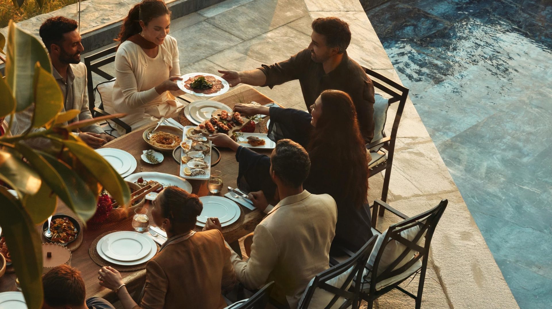Poolside dining