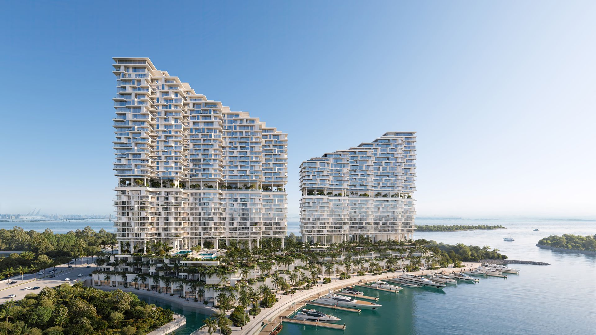 Riviera Residences seen from the water on Al Reem Island