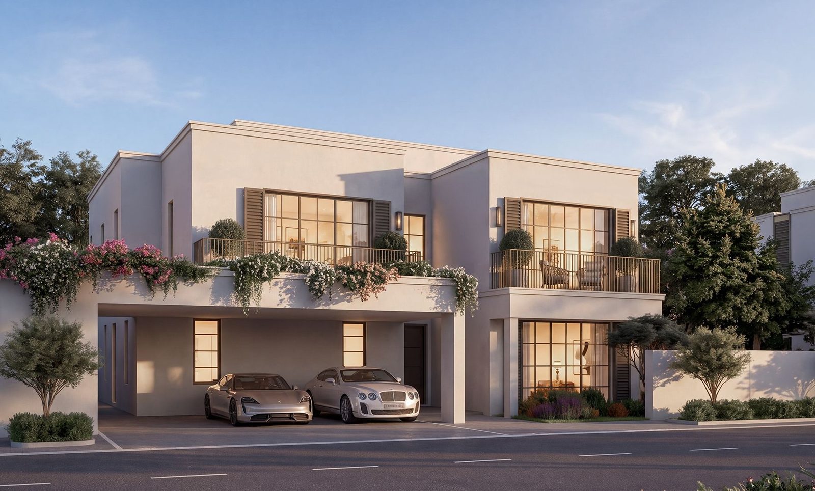 Modon's render of the four-bedroom villa at Wadeem Gardens in the Modernist façade